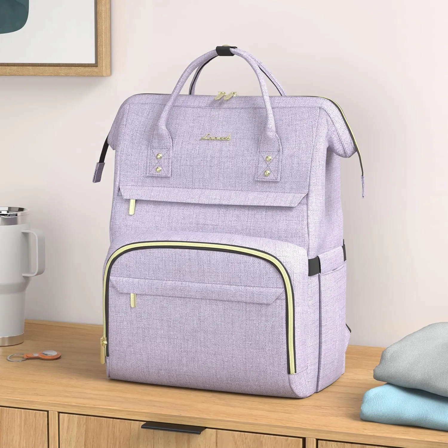 LOVEVOOK College Laptop Backpack, 15.6 Inch Travel Backpack for College, Waterproof Work Backpack Woman for Teacher Nurse Anti-theft Travel Back Pack, Gifts for Women, Purple