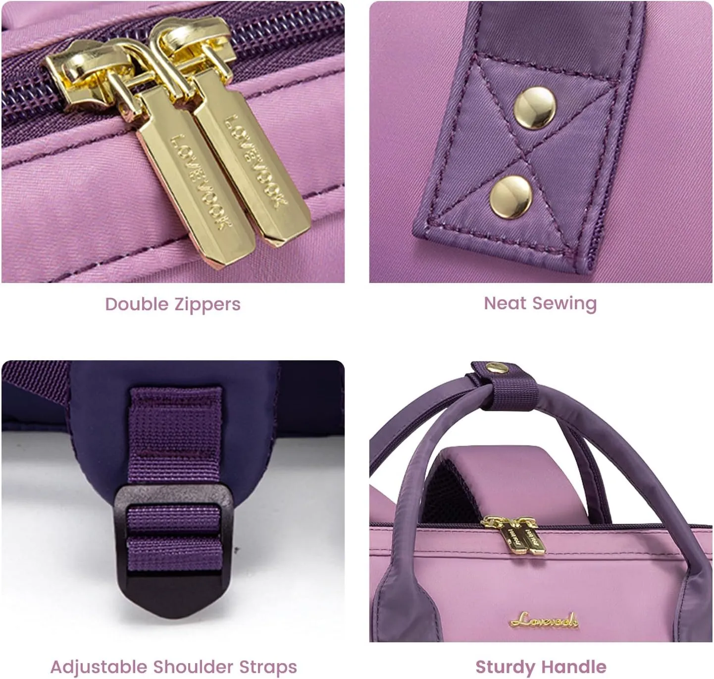 LOVEVOOK Gradient Laptop Backpack for Women,15.6 Inch Work Computer Bakcpack Purse Laptop Bag With Anti-Theft Pocket,Waterproof Carry on Teacher College Backpack for Travel,Purple-Pink