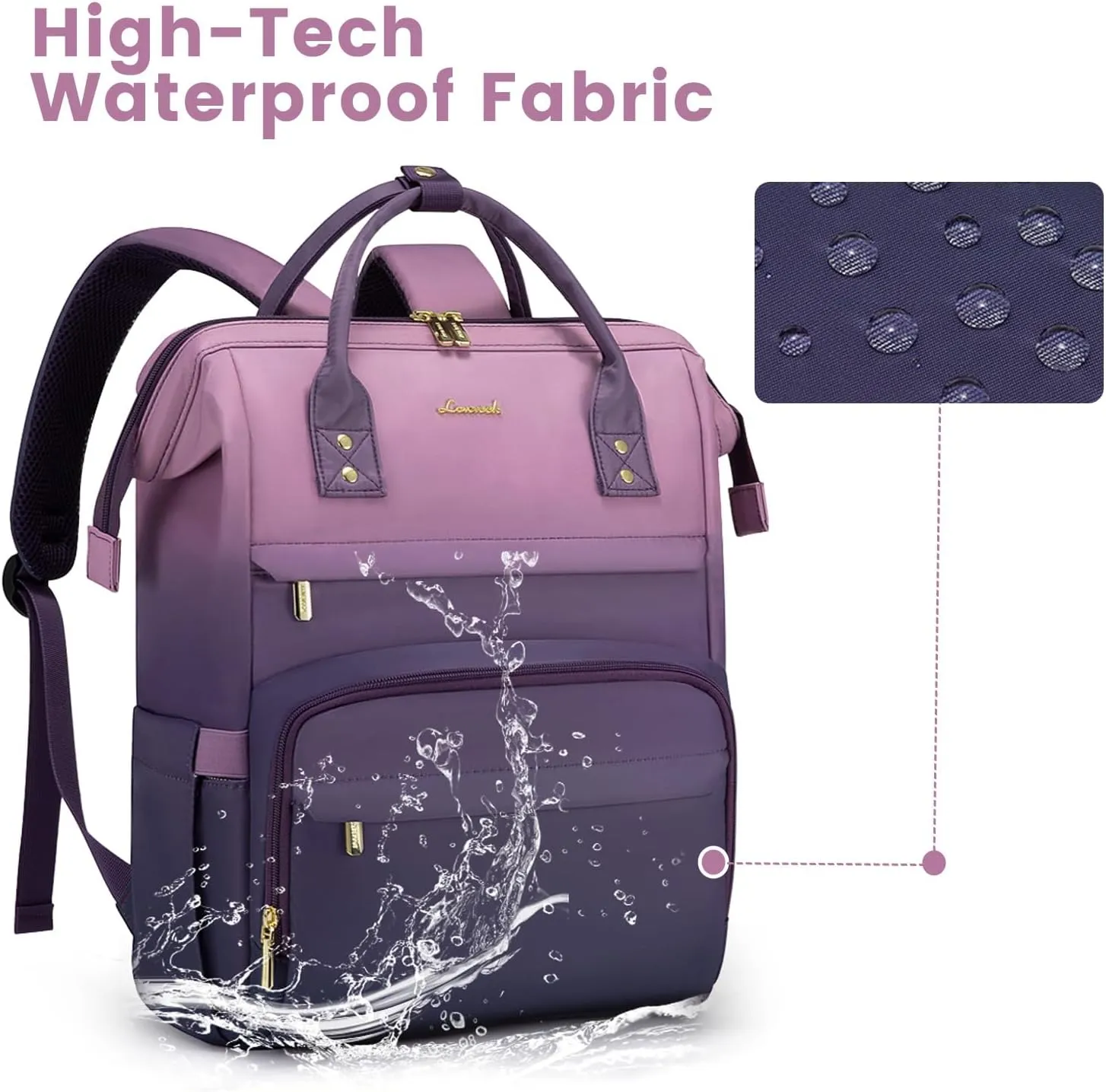 LOVEVOOK Gradient Laptop Backpack for Women,15.6 Inch Work Computer Bakcpack Purse Laptop Bag With Anti-Theft Pocket,Waterproof Carry on Teacher College Backpack for Travel,Purple-Pink