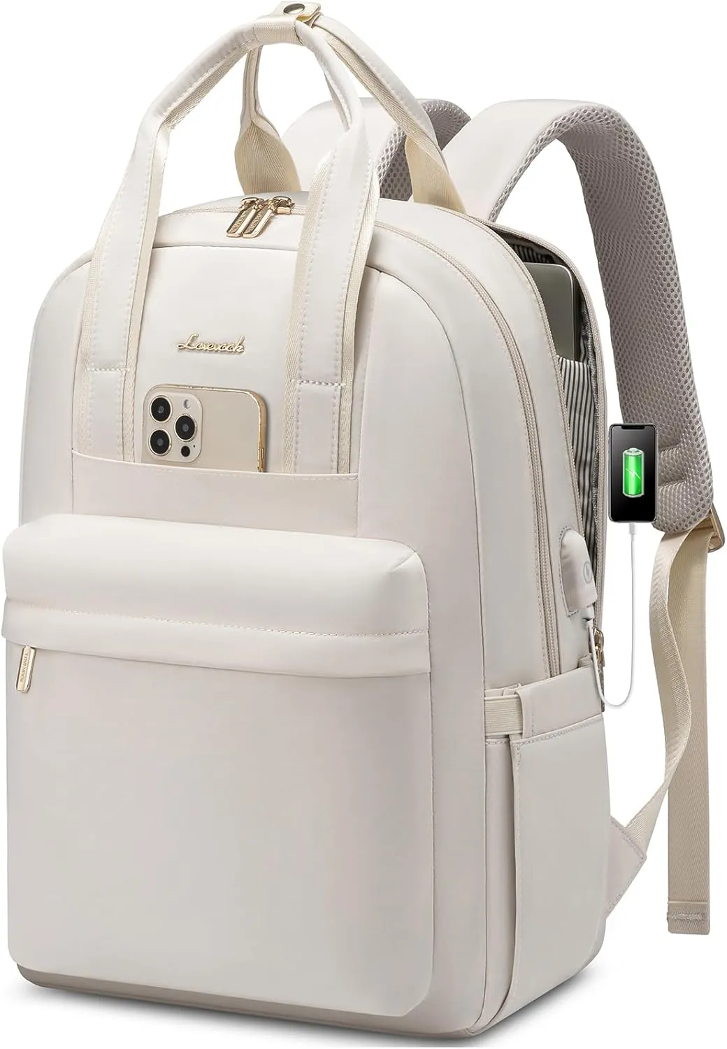 LOVEVOOK Laptop Backpack Purse for Women, 15.6 Inch Travel Laptop Bag with USB Port, Waterproof Work Teacher Nurse Computer Backpack, Durable Casual Daypack
