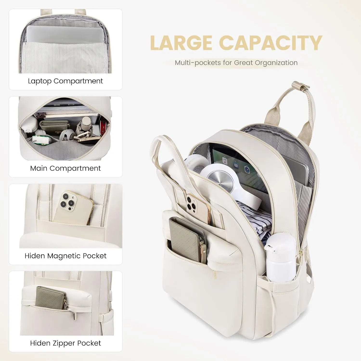 LOVEVOOK Laptop Backpack Purse for Women, 15.6 Inch Travel Laptop Bag with USB Port, Waterproof Work Teacher Nurse Computer Backpack, Durable Casual Daypack