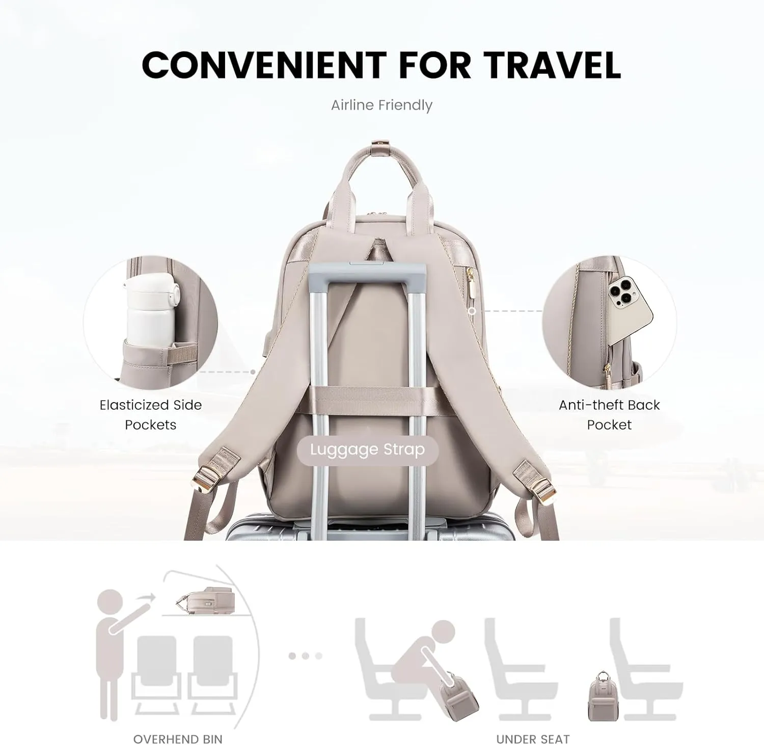 LOVEVOOK Laptop Backpack Purse for Women, 15.6 Inch Travel Laptop Bag with USB Port, Waterproof Work Teacher Nurse Computer Backpack, Durable Casual Daypack