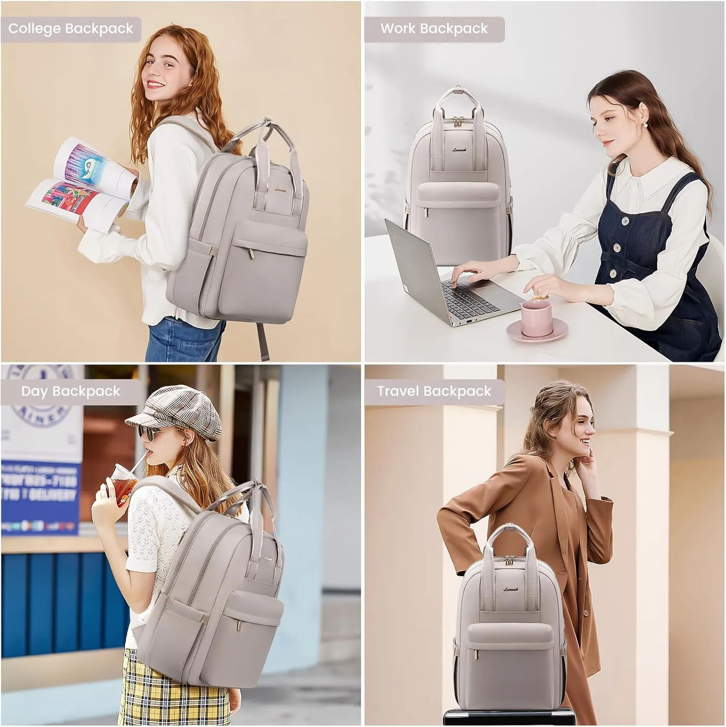 LOVEVOOK Laptop Backpack Purse for Women, 15.6 Inch Travel Laptop Bag with USB Port, Waterproof Work Teacher Nurse Computer Backpack, Durable Casual Daypack