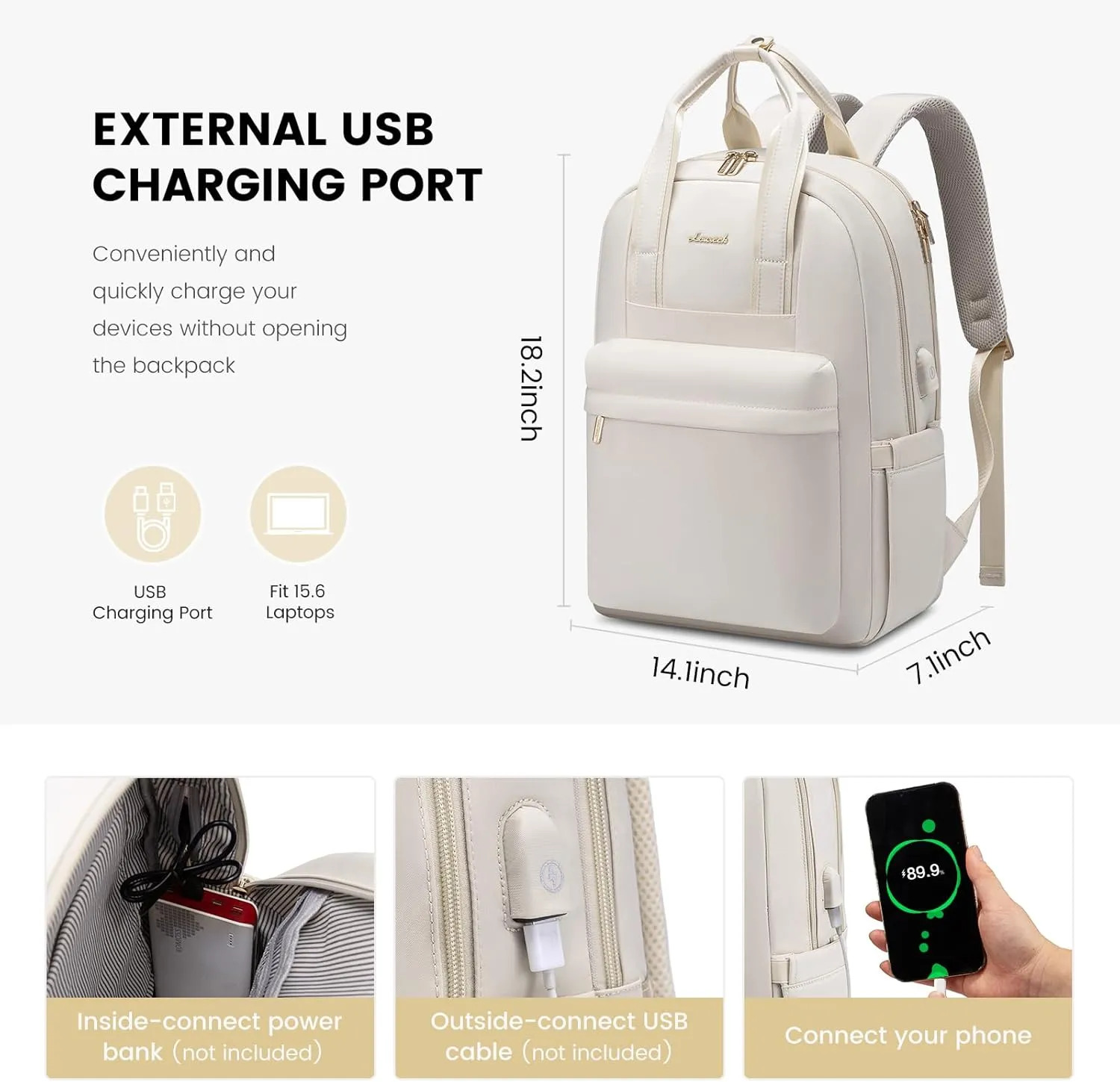 LOVEVOOK Laptop Backpack Purse for Women, 15.6 Inch Travel Laptop Bag with USB Port, Waterproof Work Teacher Nurse Computer Backpack, Durable Casual Daypack