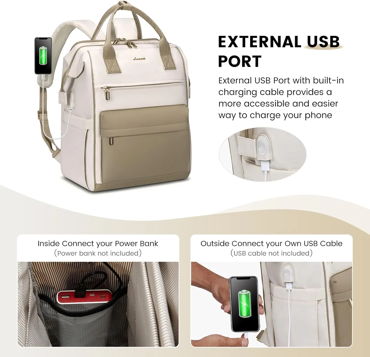 LOVEVOOK Laptop Backpack Purse for Women Waterproof Teacher Nurse Bag with USB Port, 15.6 inch Work Backpack with Laptop Compartment, Business Travel Backpack