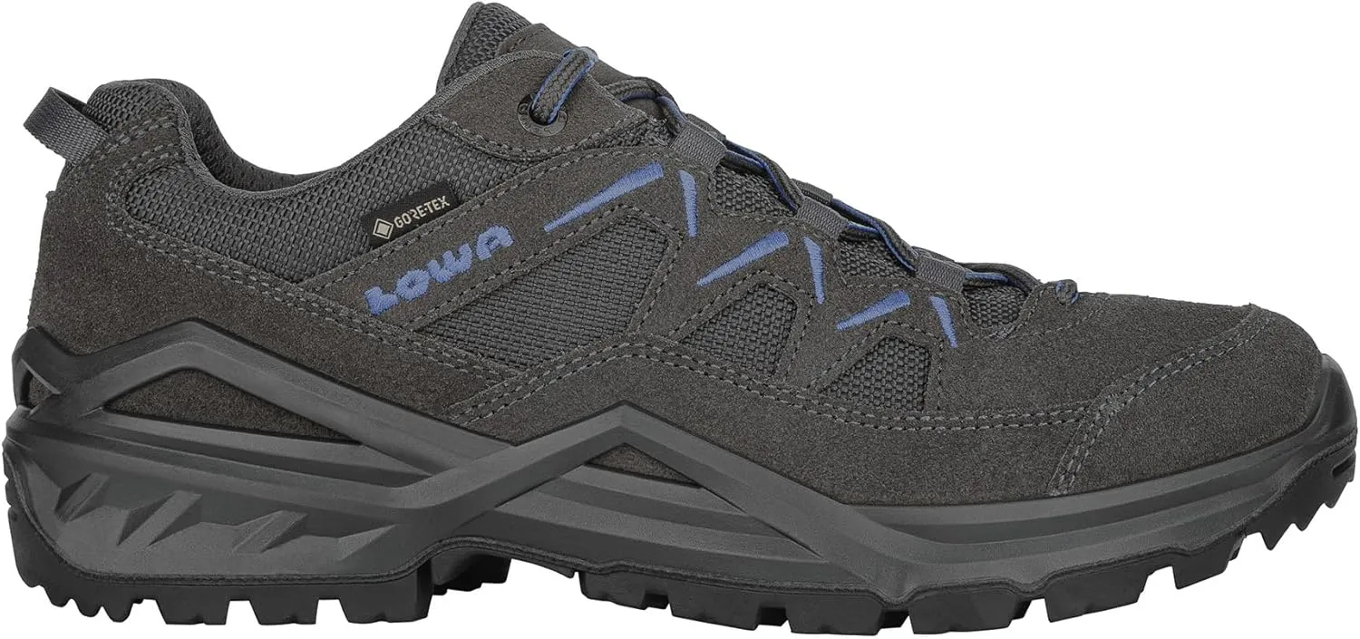 LOWA Mens Sirkos Evo GTX Lo Leather Textile Graphite Blue Shoes 11.5 US