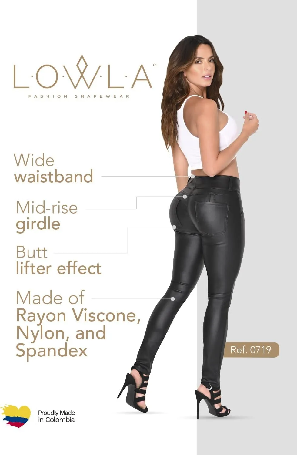 L.O.W.L.A SHAPEWEAR Butt Lifting Faux Leather Pants | Pantalones Colombianos Levanta Cola | Black Pleather Jeans