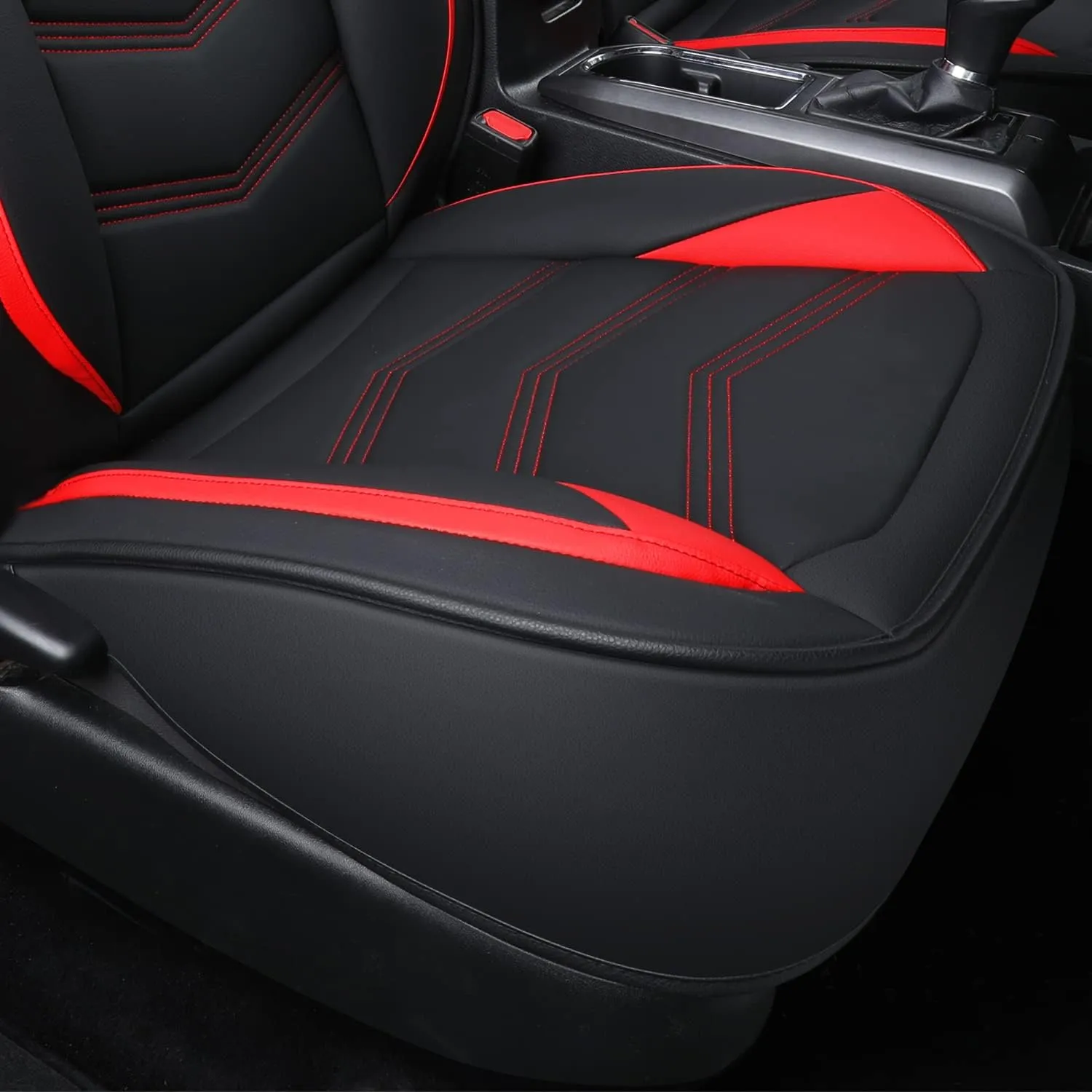 LUCKYMAN CLUB Tacoma Custom Seat Covers M9 Full Set, Fit 2005-2023 Tacoma Double/Crew Cab SR SR5 TRD Sport TRD Off-Road PreRunner Trims, with Waterproof Faux Leather (Full Set, Black-Red)