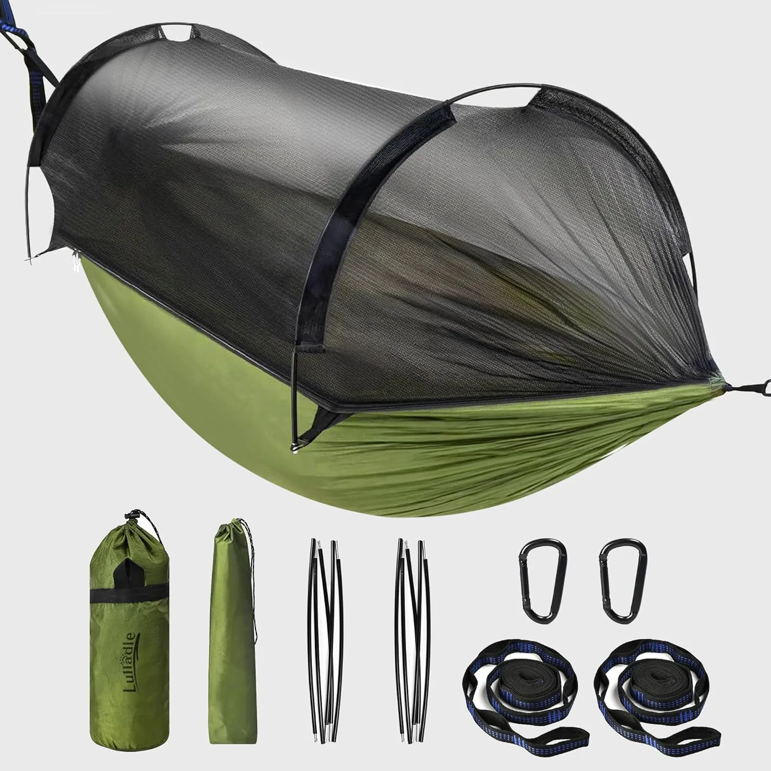 Lulladle Ultralight 2 Person Camping Hammock Mesh House Type Hammock Portable Travel Hanging Hammock 500lbs Durable Parachute Nylon Easy Setup and Pack for Backpacking Hiking Backyard