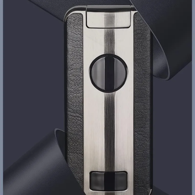 Luxury Arc Lighter Wireless Charging USB Rechargeable Lighter Leather Cover Touch Screen flameless Ignition Electric Lighter with Gift Box and Wireless Charger (Black-Black Leather)