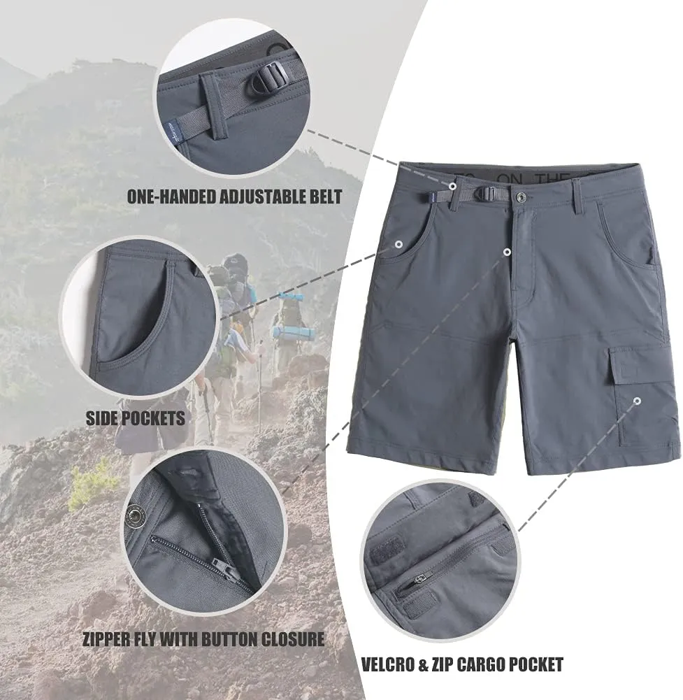 maamgic Mens Hiking Shorts 10" Waterproof Quick Dry Cargo Shorts Tactical Shorts for Camping Fishing Outdoor Activity