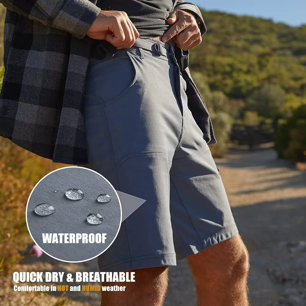 maamgic Mens Hiking Shorts 10" Waterproof Quick Dry Cargo Shorts Tactical Shorts for Camping Fishing Outdoor Activity