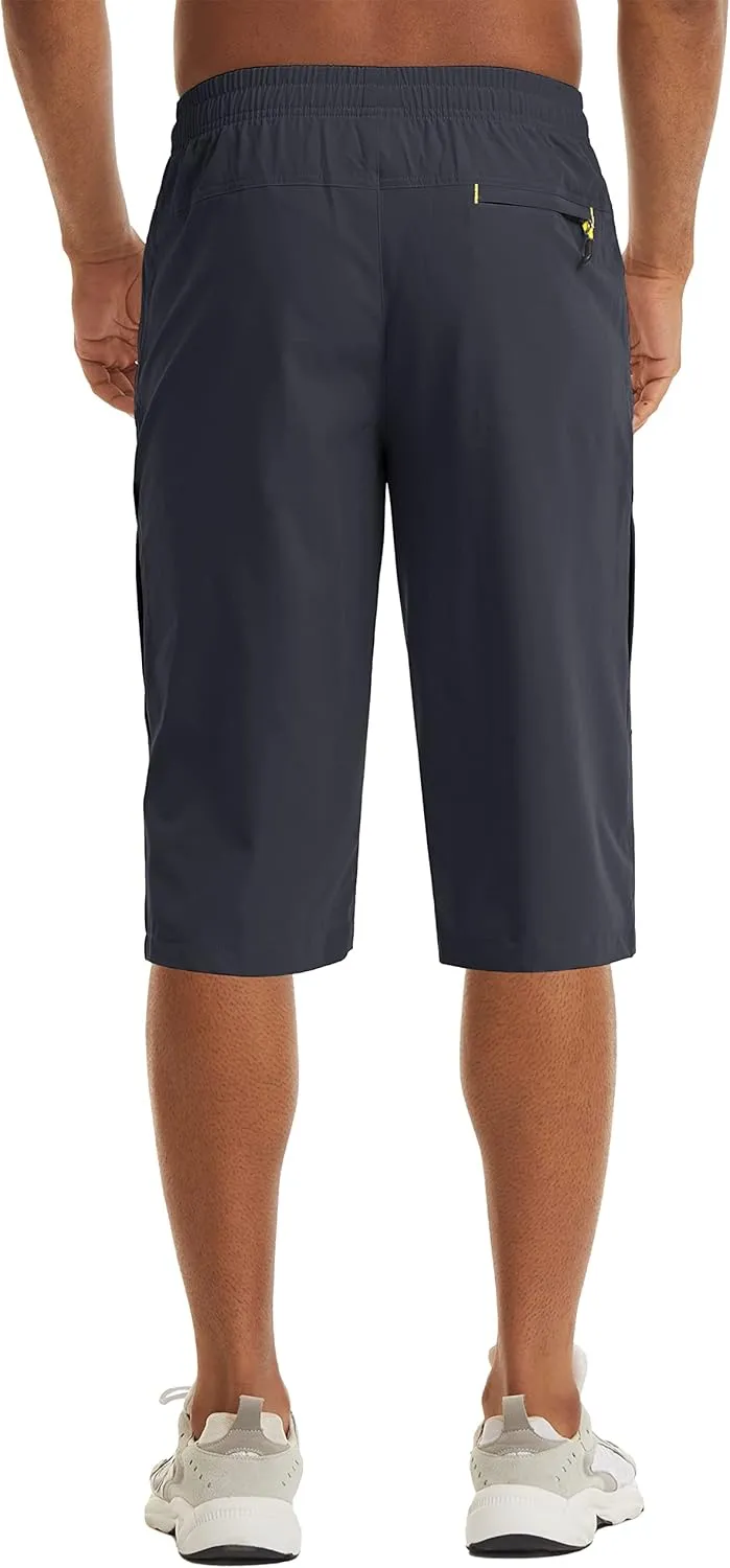 MAGCOMSEN Men's Capri Shorts Quick Dry Below Knee 3/4 Capri Pants with Zipper Pockets for Workout Running Training Summer