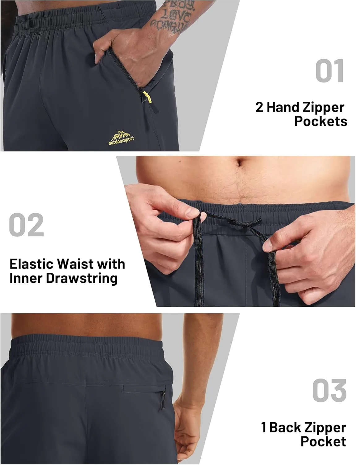 MAGCOMSEN Men's Capri Shorts Quick Dry Below Knee 3/4 Capri Pants with Zipper Pockets for Workout Running Training Summer