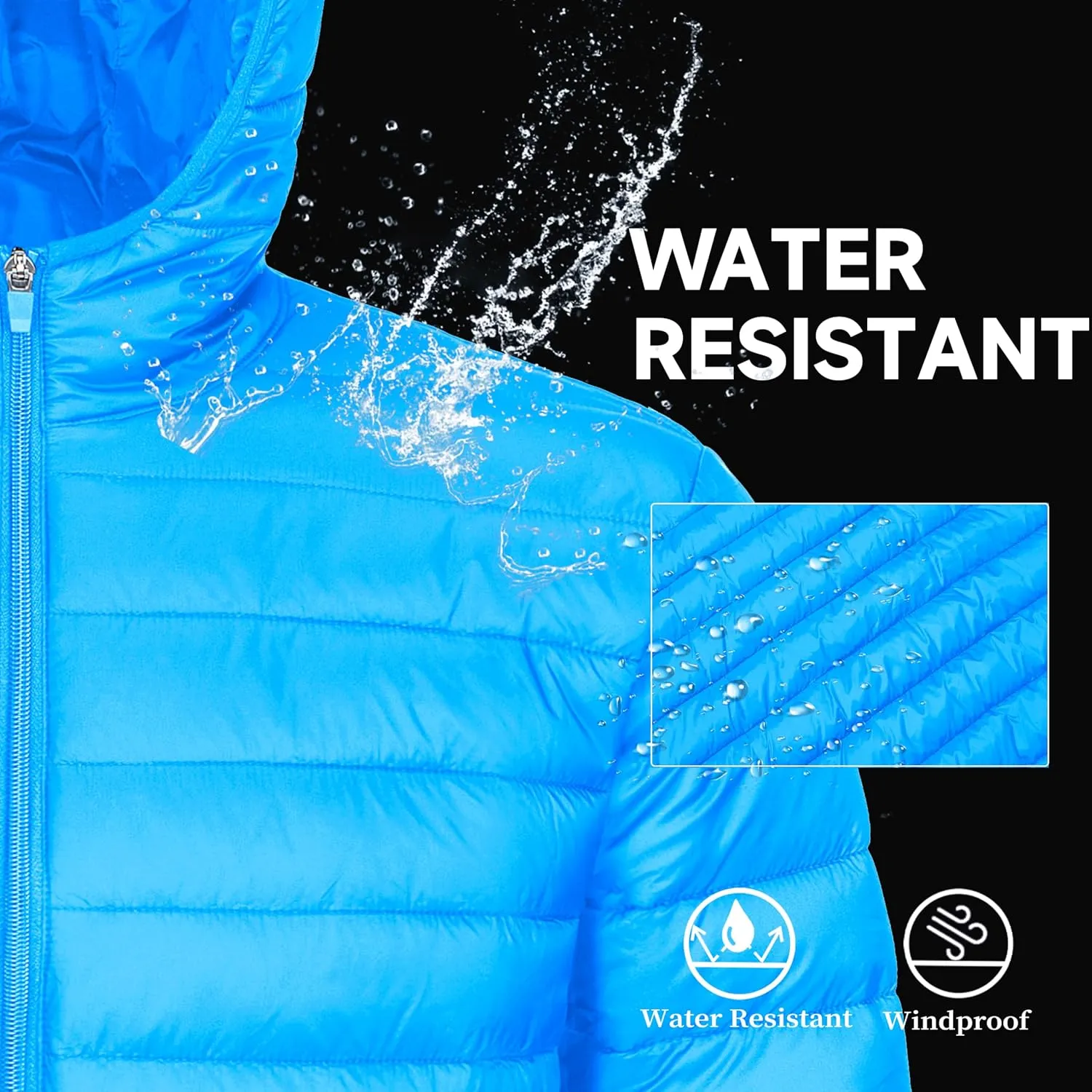 MAGCOMSEN Men's Lightweight Puffer Jacket Hooded Full Zip Water-Resistant Quilted Lined Winter Coats
