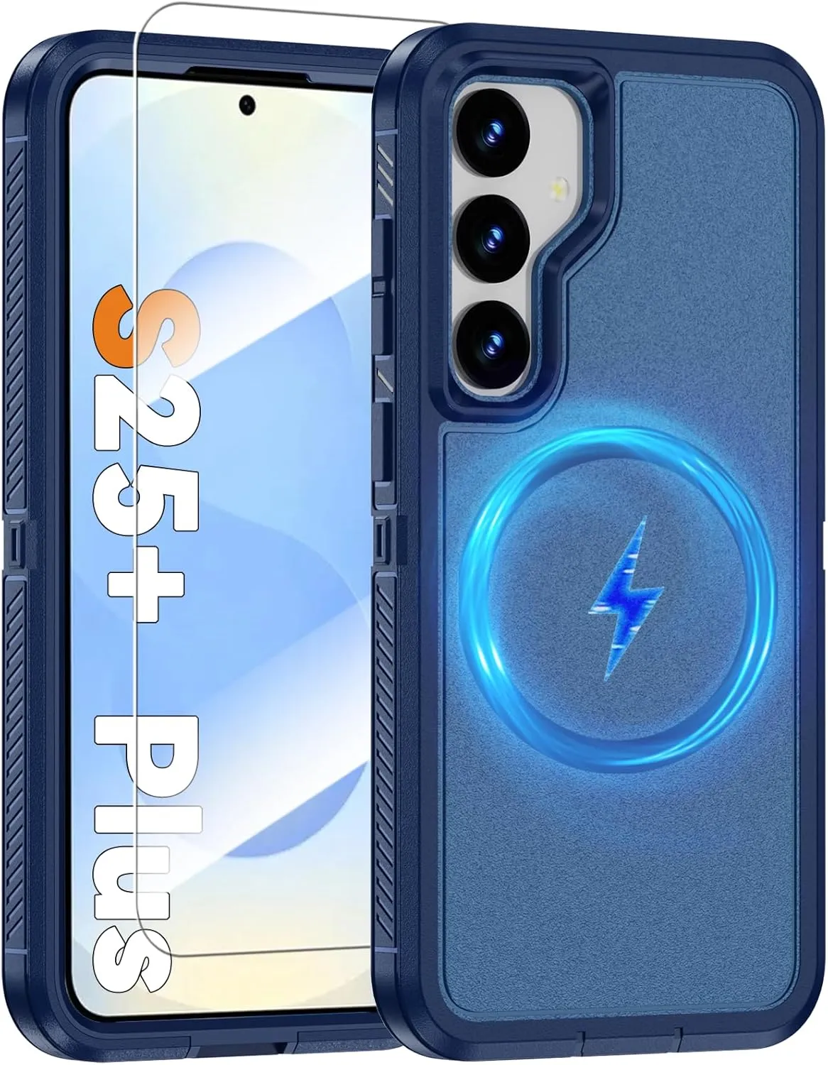 Magnetic Case for Samsung Galaxy S25  Plus with Screen Protector [Compatible with MagSafe Wireless Charging] [Dual Layer Military-Grade Protection] Heavy Duty Rugged Shockproof Protection Cover, Blue