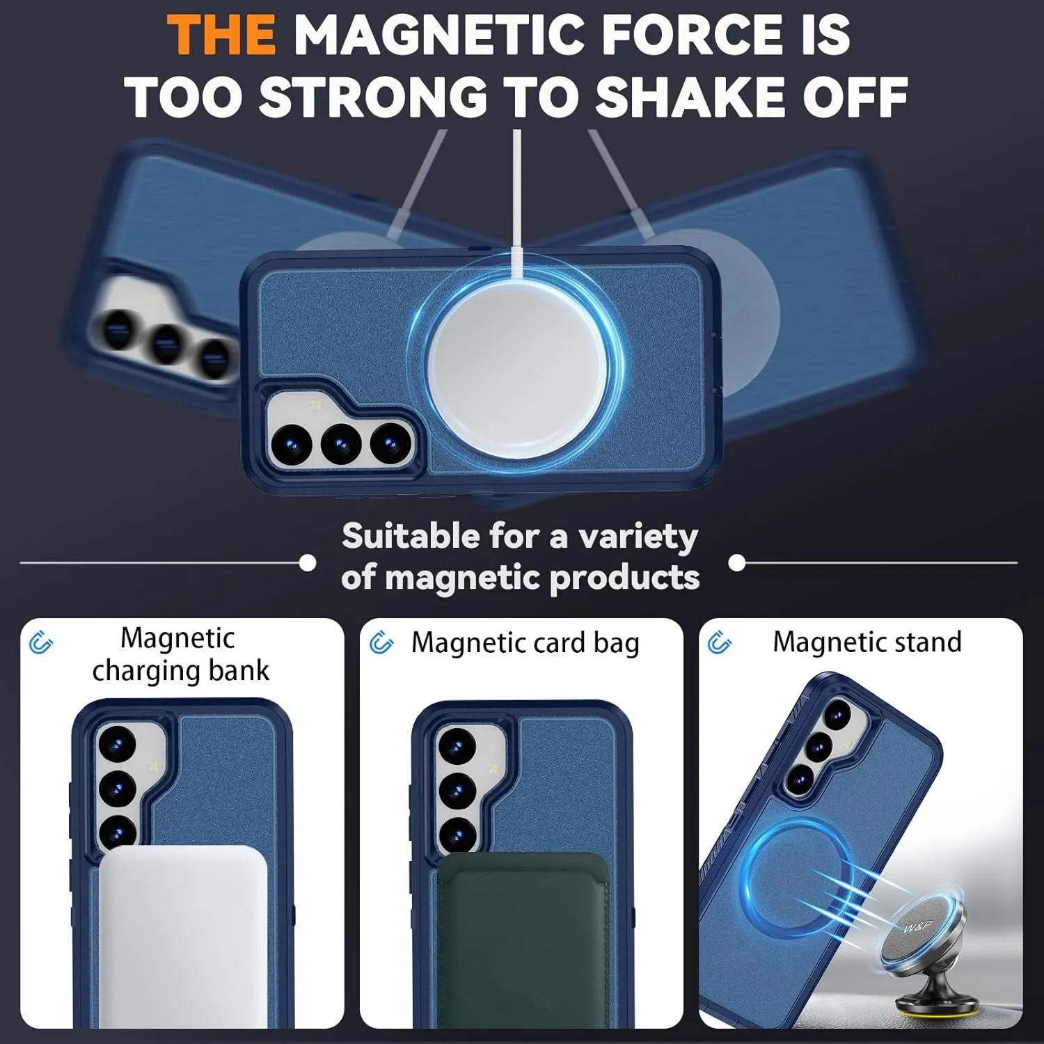 Magnetic Case for Samsung Galaxy S25  Plus with Screen Protector [Compatible with MagSafe Wireless Charging] [Dual Layer Military-Grade Protection] Heavy Duty Rugged Shockproof Protection Cover, Blue