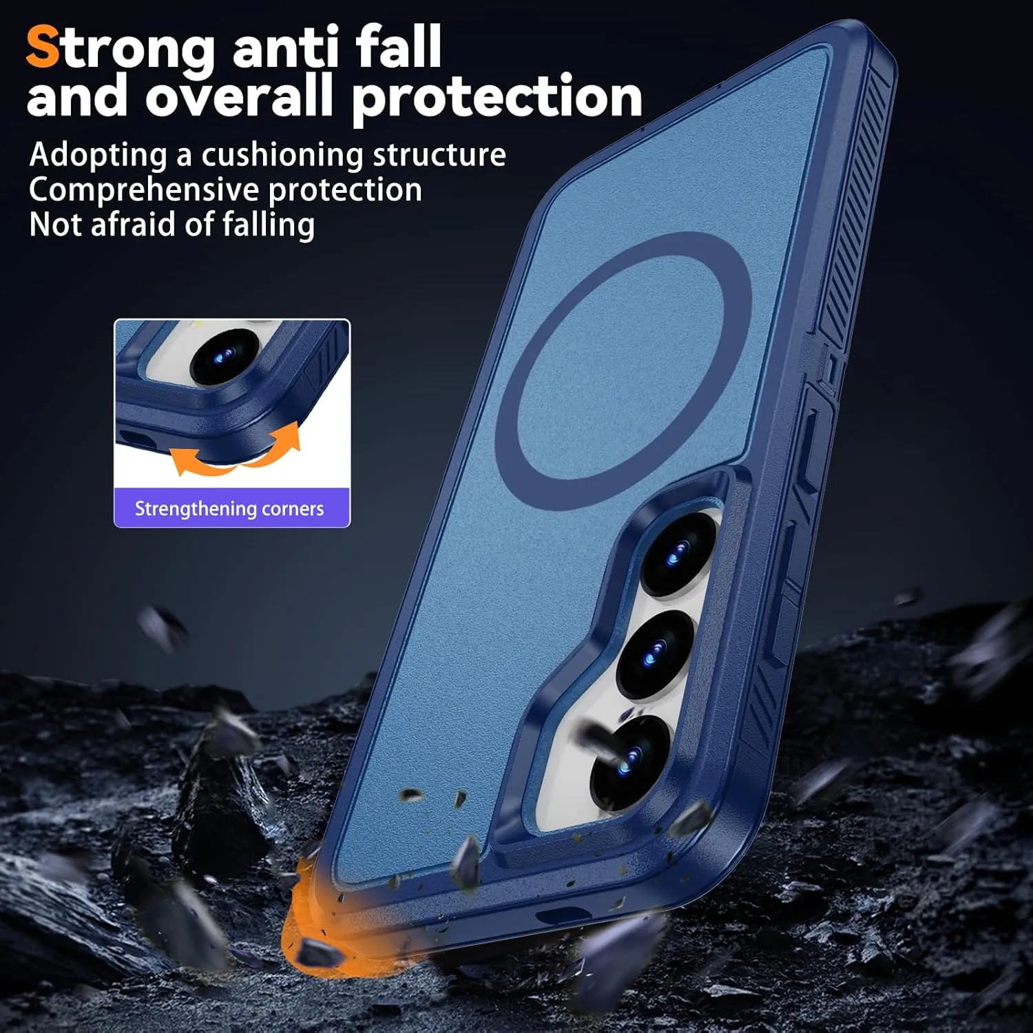 Magnetic Case for Samsung Galaxy S25  Plus with Screen Protector [Compatible with MagSafe Wireless Charging] [Dual Layer Military-Grade Protection] Heavy Duty Rugged Shockproof Protection Cover, Blue