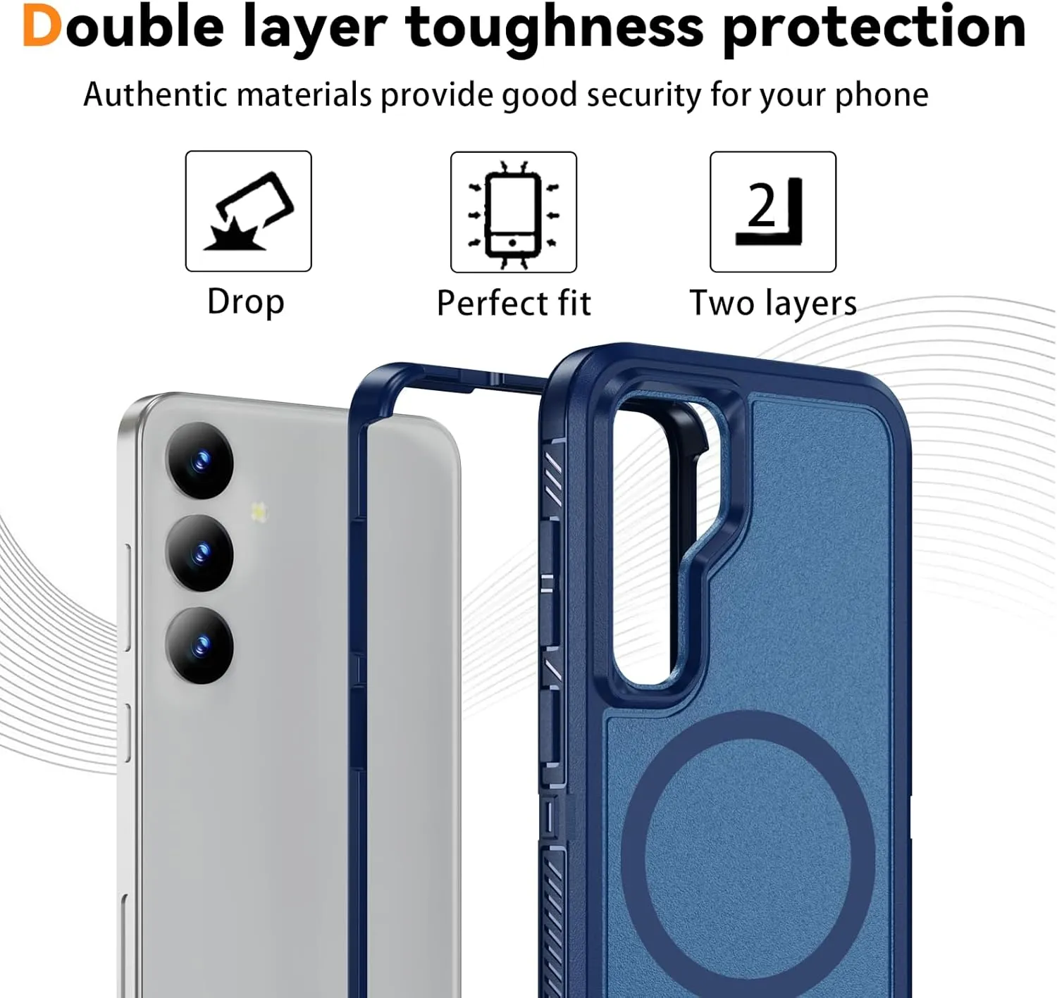 Magnetic Case for Samsung Galaxy S25  Plus with Screen Protector [Compatible with MagSafe Wireless Charging] [Dual Layer Military-Grade Protection] Heavy Duty Rugged Shockproof Protection Cover, Blue