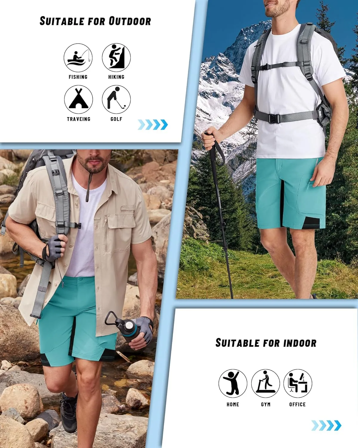 MAGNIVIT Men's Hiking Shorts Quick Dry Cargo Shorts Ripstop Tactical Water Repellent Work Shorts with Multi-Pockets