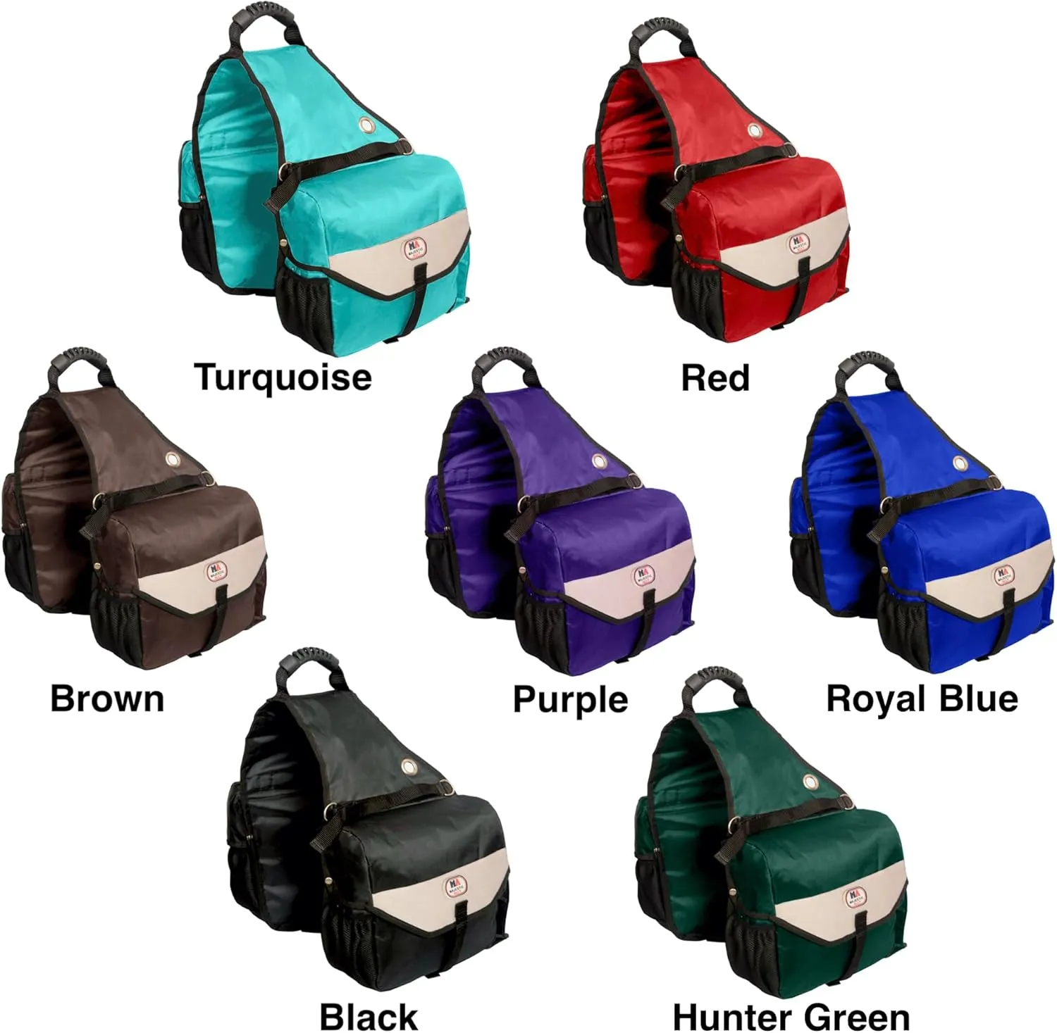 Majestic Ally Saddle Bag for Horses - Nylon Insulated Leakproof Cooler Reflective Padded with Pockets and Water Bottle Carrier Durable Saddle Bag (Black)