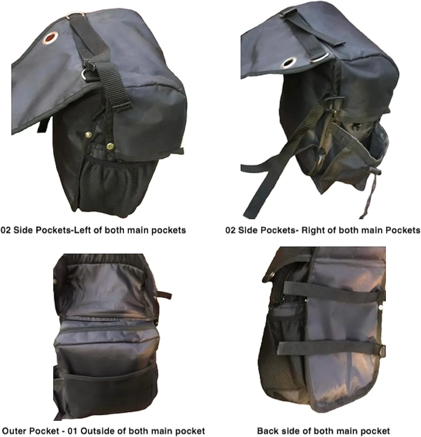 Majestic Ally Saddle Bag for Horses - Nylon Insulated Leakproof Cooler Reflective Padded with Pockets and Water Bottle Carrier Durable Saddle Bag (Black)