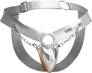 MALEBASICS DNGEON Chain Jockstrap – Synthetic Leather Metallic Ring Chain Jockstrap - Mens, 1 unit, Size OS
