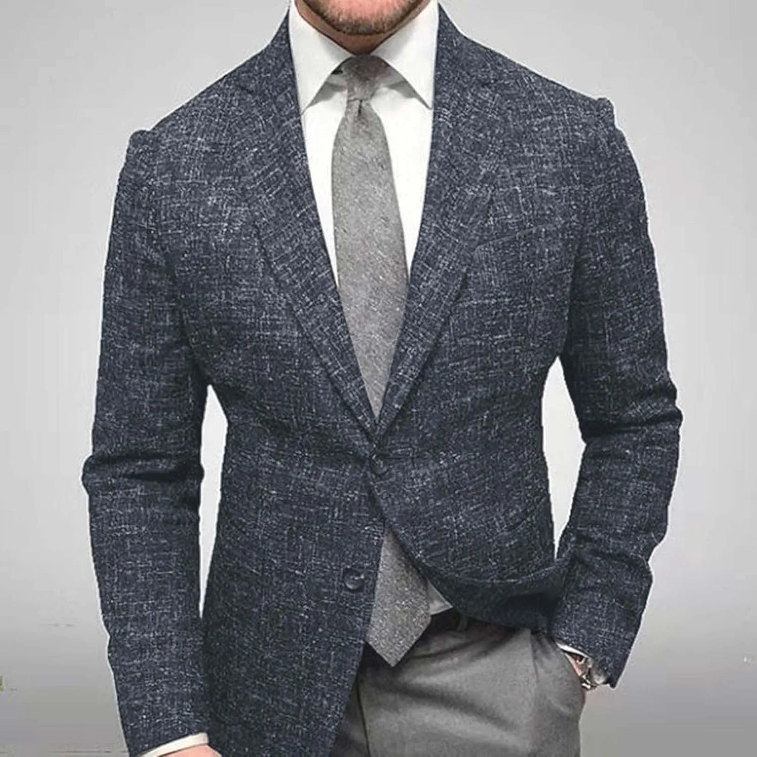 Man Blazers Slim Tunic Blazers Shacket Outfit for Mens Work Blazer Plaid Winter Fall Blazers 2023 Trendy Y2K