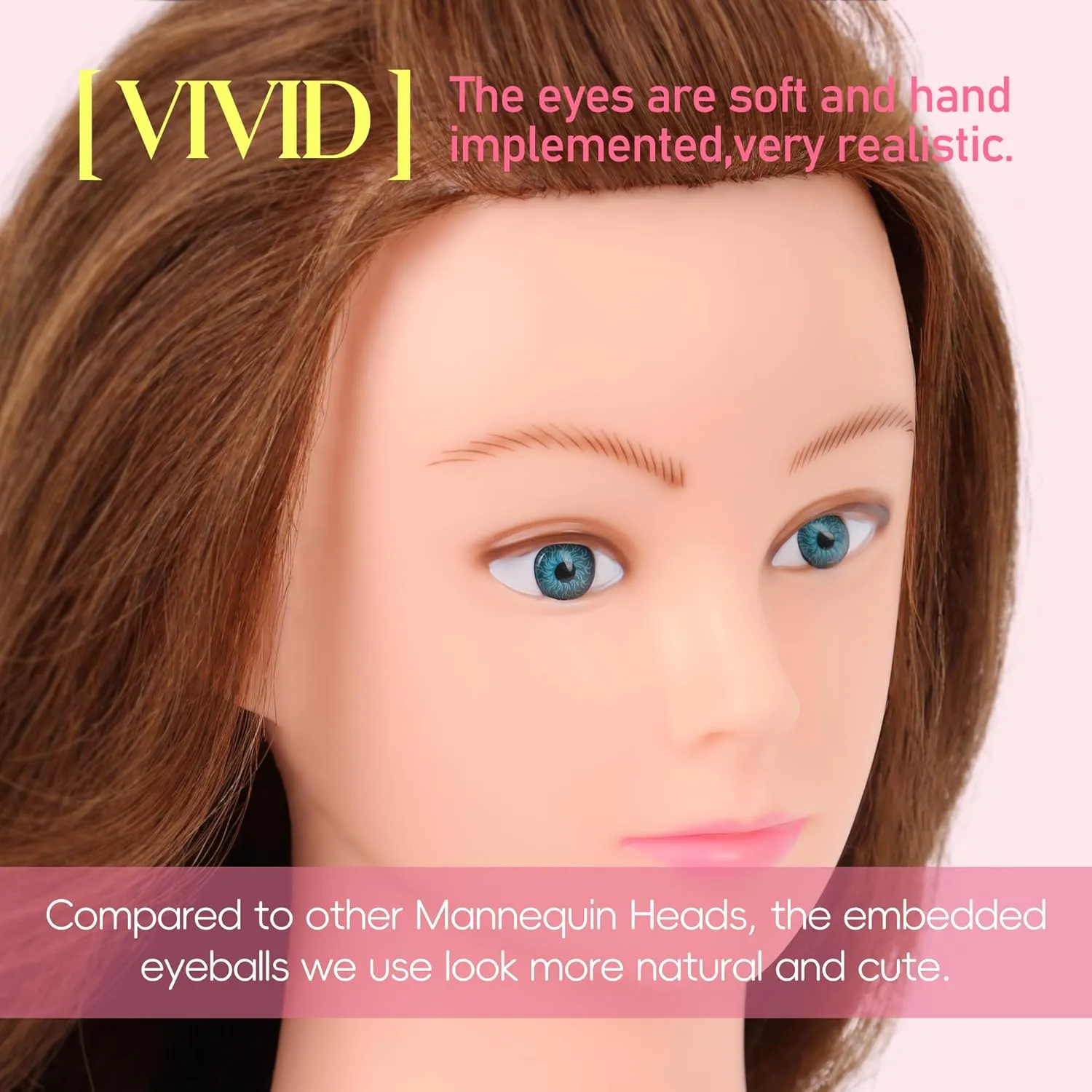 Mannequin Head Human Hair for Cosmetology - Manikin Head With Hair for Styling Practice, Manikin Practice Head Hairdresser With Free Clamp Holder (#27-UB)