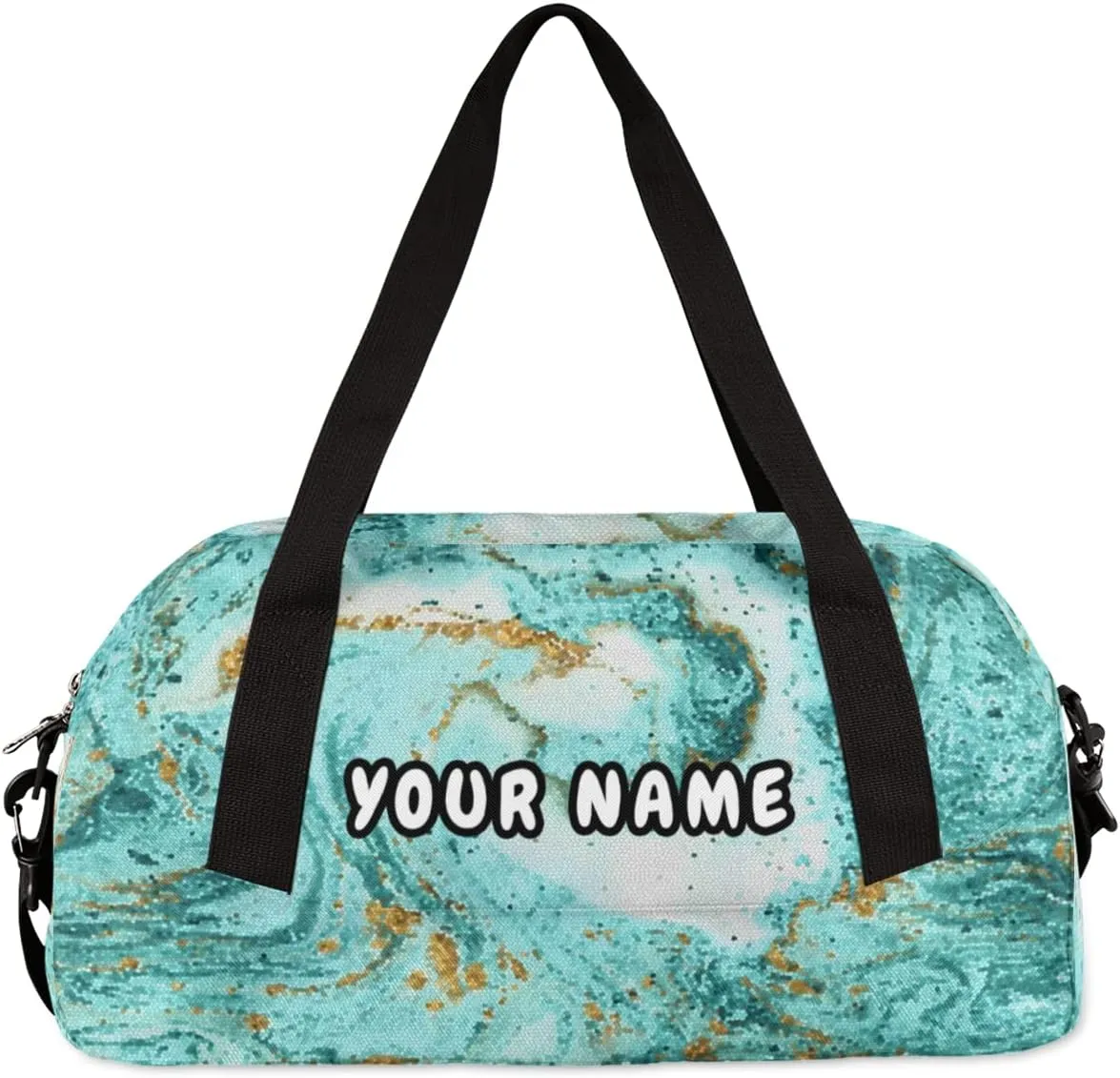 Marble Texture Personalized Kids Duffel Bag for Girls Boys, Marble Debris Custom Name Dance Bag Overnight Small Duffel Bag Carry On Weekend Sports Travel Bag for School Practice Gymnastics Ballet