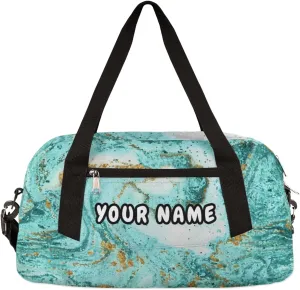 Marble Texture Personalized Kids Duffel Bag for Girls Boys, Marble Debris Custom Name Dance Bag Overnight Small Duffel Bag Carry On Weekend Sports Travel Bag for School Practice Gymnastics Ballet