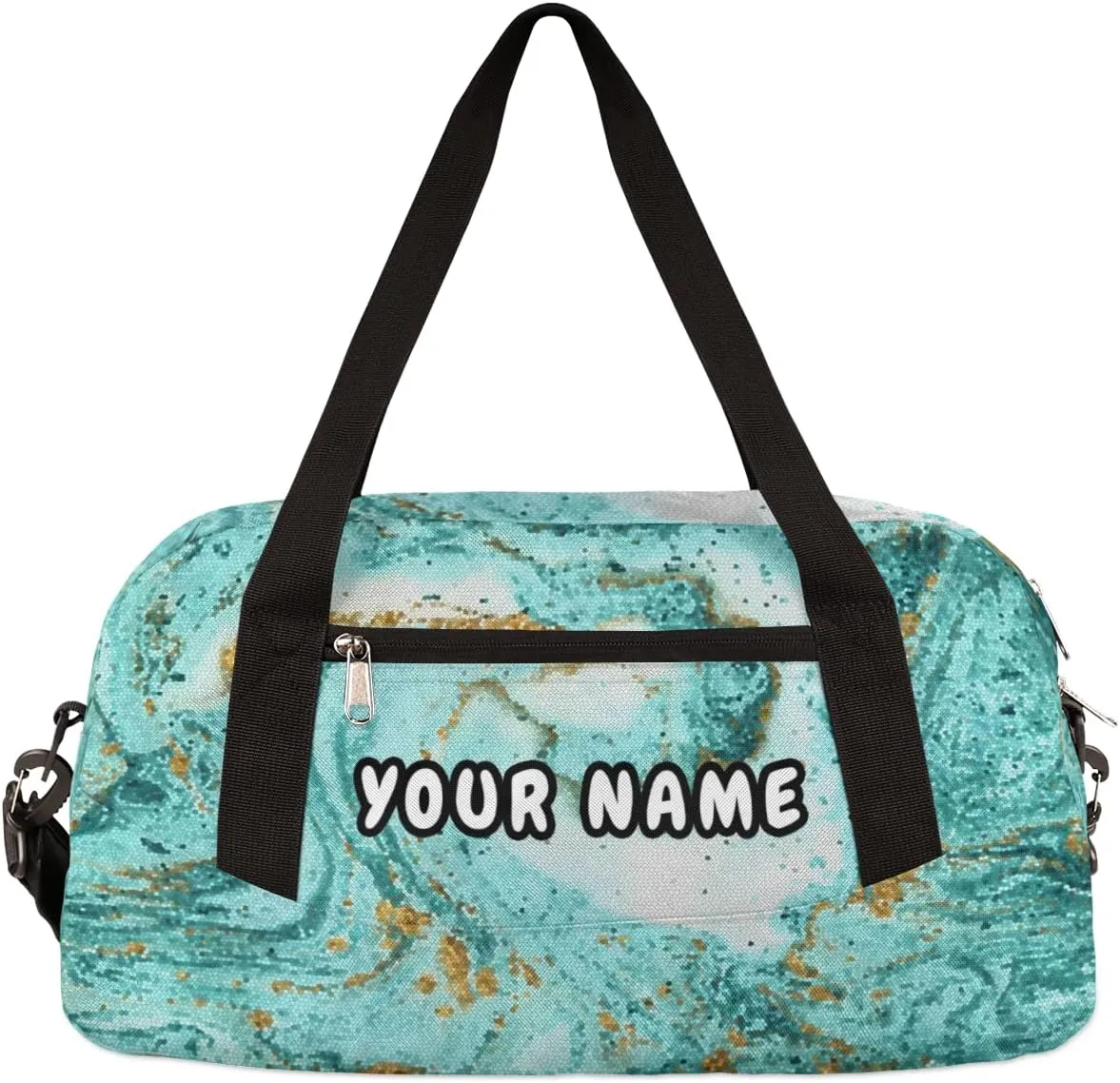 Marble Texture Personalized Kids Duffel Bag for Girls Boys, Marble Debris Custom Name Dance Bag Overnight Small Duffel Bag Carry On Weekend Sports Travel Bag for School Practice Gymnastics Ballet