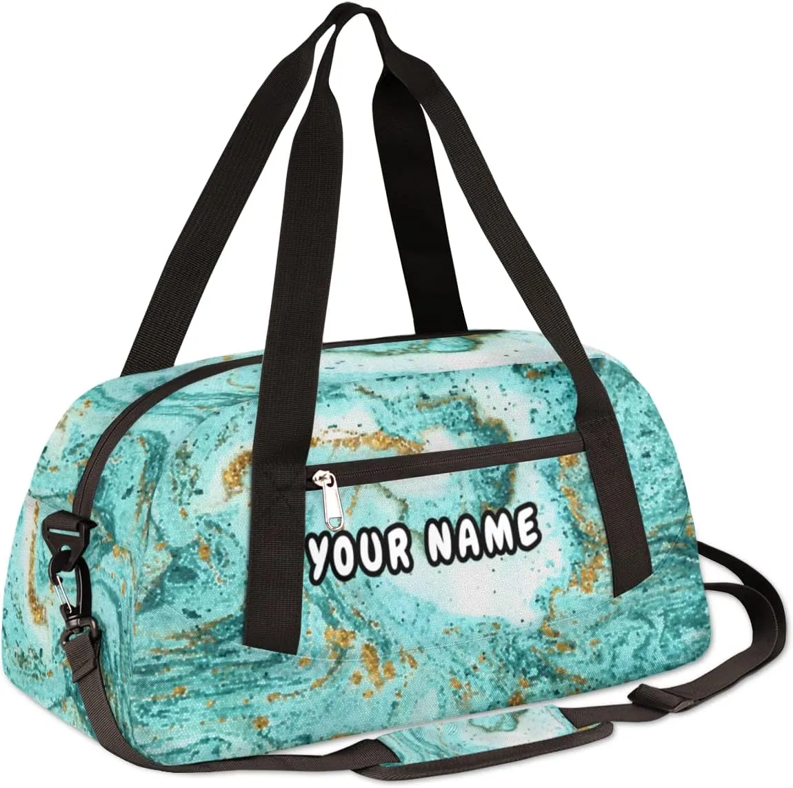 Marble Texture Personalized Kids Duffel Bag for Girls Boys, Marble Debris Custom Name Dance Bag Overnight Small Duffel Bag Carry On Weekend Sports Travel Bag for School Practice Gymnastics Ballet