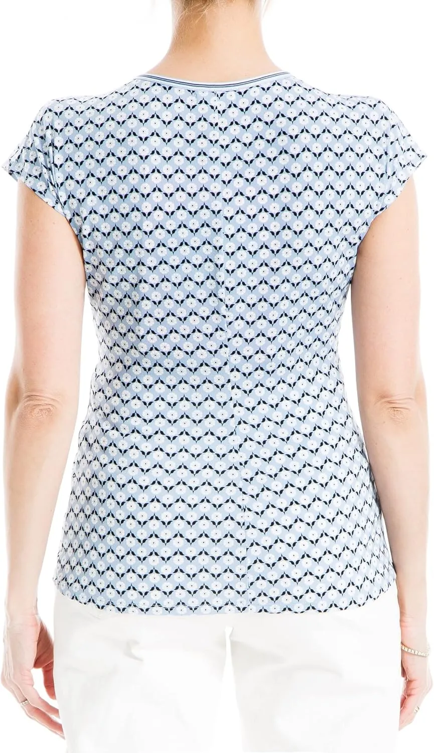 Max Studio Women's Crepe Short Sleeve Faux Wrap Top