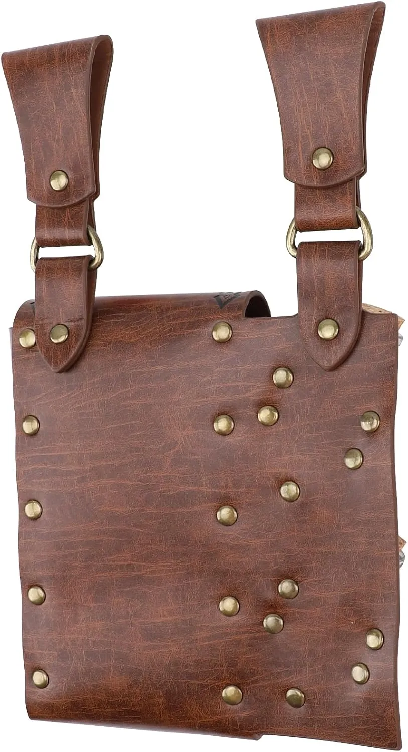 Medieval Alchemy Faux Leather Belt Bag with 2 Cork Potion Vials, Fantasy Wizard Waist Pouch Side Pack for Ren Faire Costumes, Renaissance Accessories Women