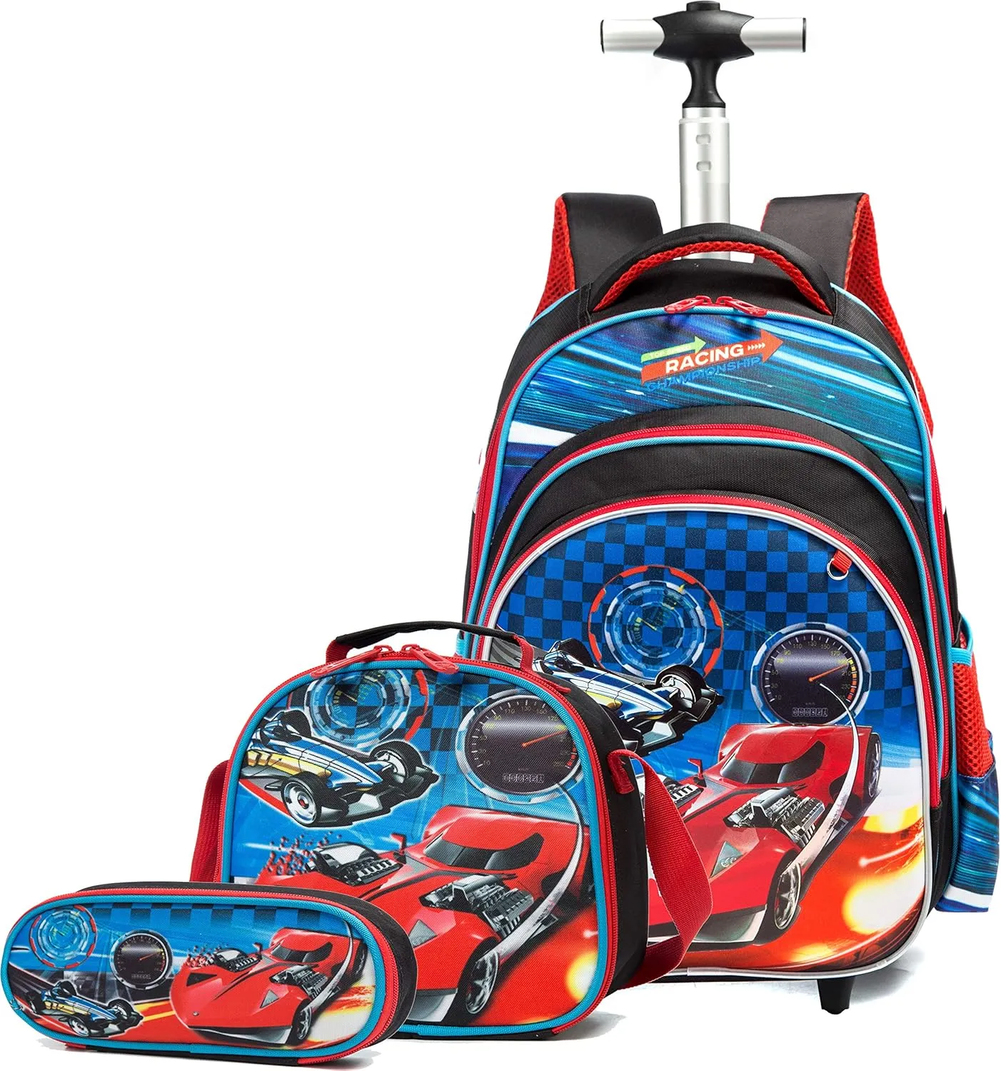 Meetbelify 3Pcs Rolling Backpack for Boys,School Backpack with Wheels for Boys