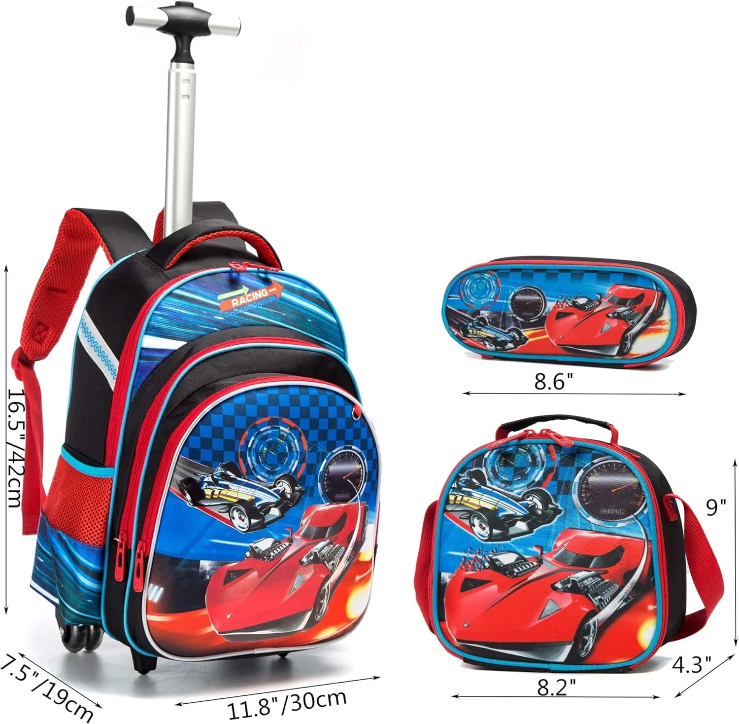 Meetbelify 3Pcs Rolling Backpack for Boys,School Backpack with Wheels for Boys