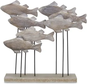 Melrose International Wooden Fish School Sculpture 9.75" L