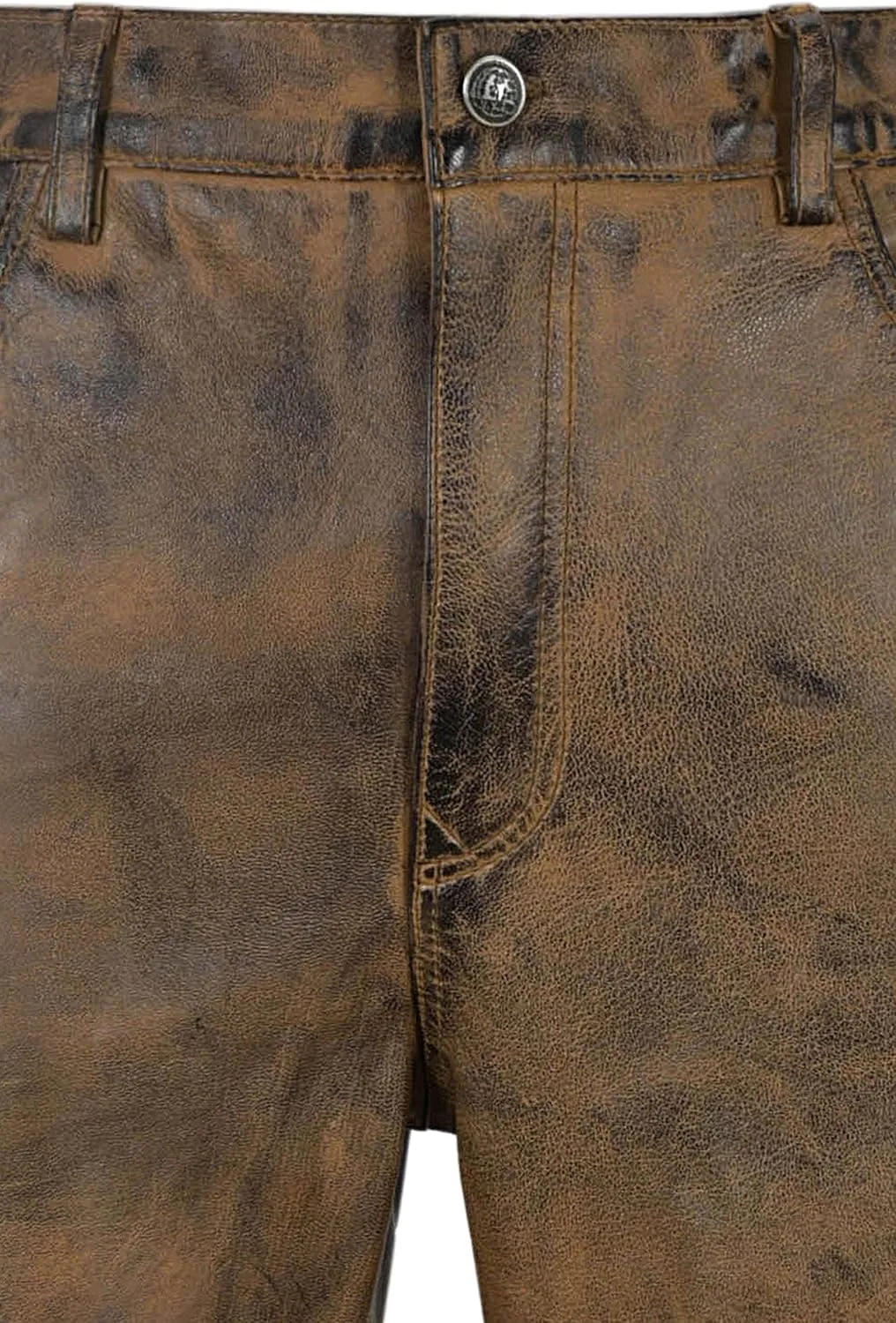 Men's Biker Leather Trouser Dirty Brown Laced Motorcycle Style 100% Napa 00126