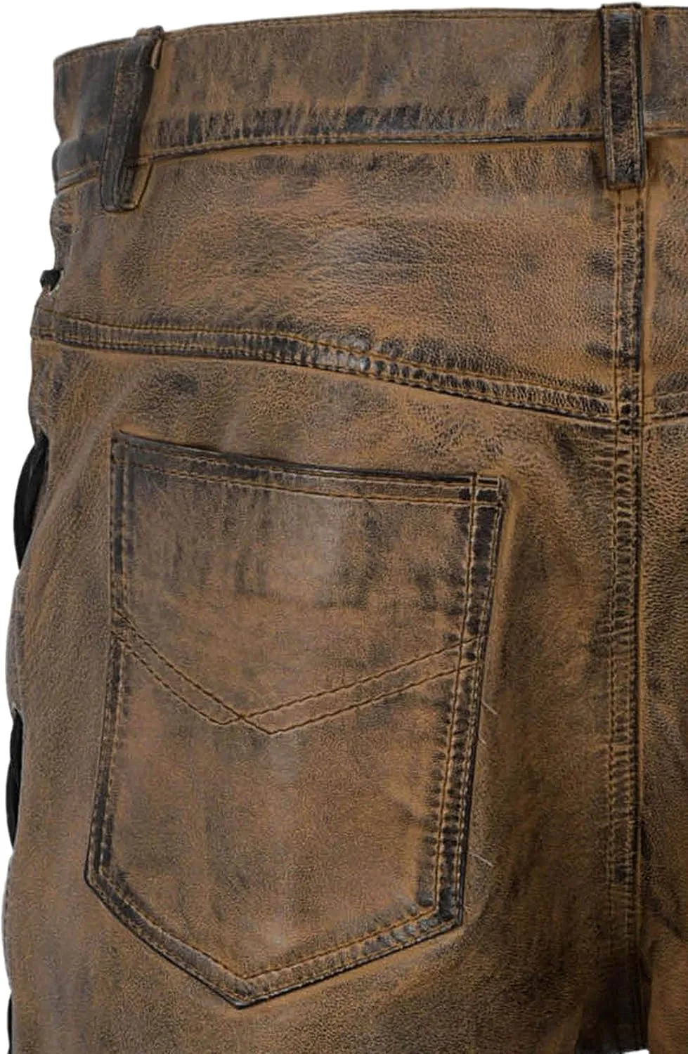 Men's Biker Leather Trouser Dirty Brown Laced Motorcycle Style 100% Napa 00126