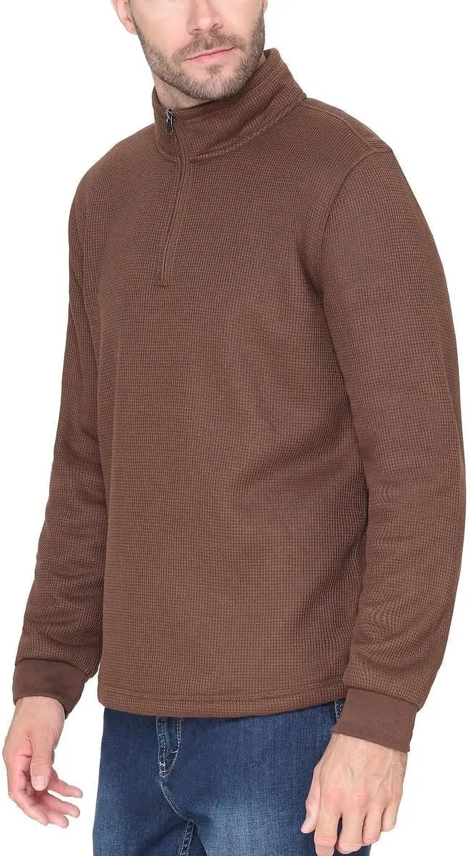 Men’s Bonded Fleece Lined Body Lined Quarter Zip Pullover Top