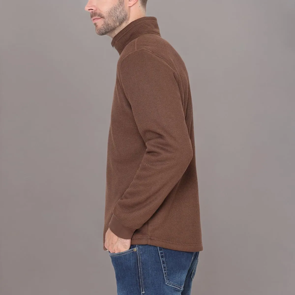 Men’s Bonded Fleece Lined Body Lined Quarter Zip Pullover Top