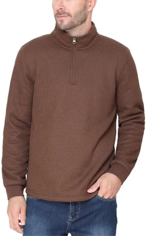 Men’s Bonded Fleece Lined Body Lined Quarter Zip Pullover Top