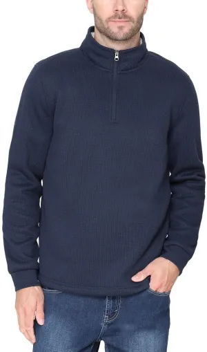 Men’s Bonded Fleece Lined Body Lined Quarter Zip Pullover Top