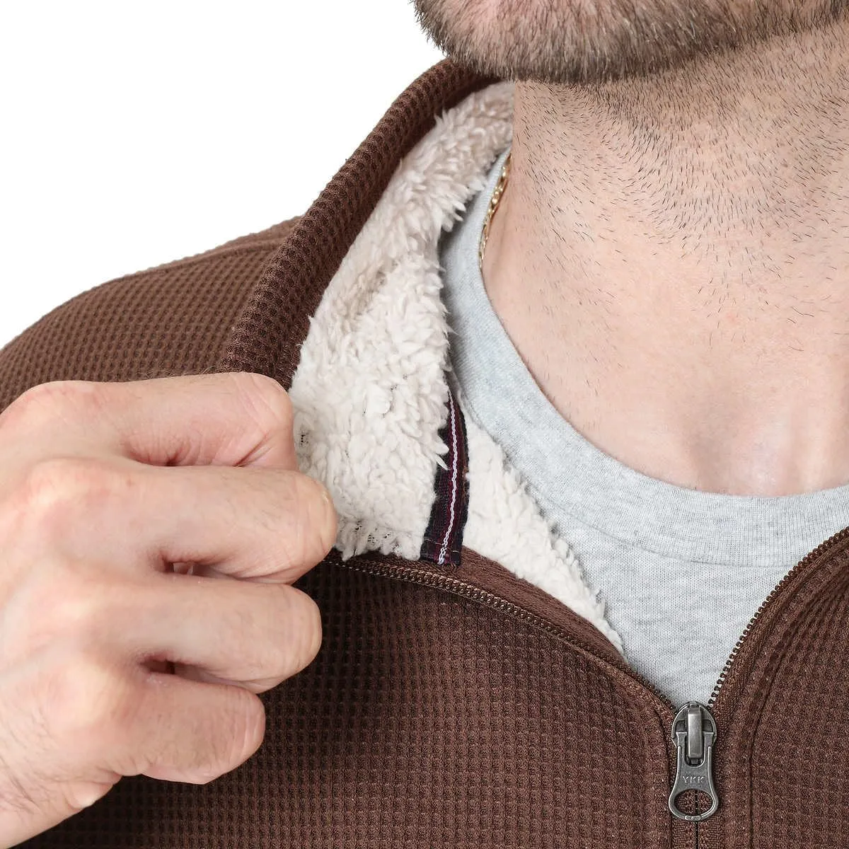 Men’s Bonded Fleece Lined Body Lined Quarter Zip Pullover Top
