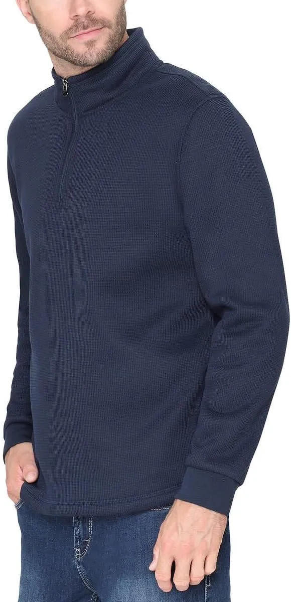 Men’s Bonded Fleece Lined Body Lined Quarter Zip Pullover Top