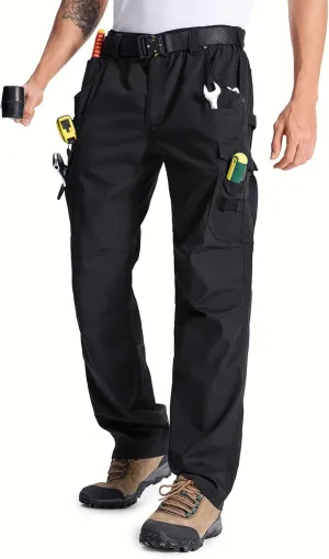 Mens Cargo Tactical Pants with 11 Pockets Work Hiking Water Resistant Lightweight Ripstop Military Pants