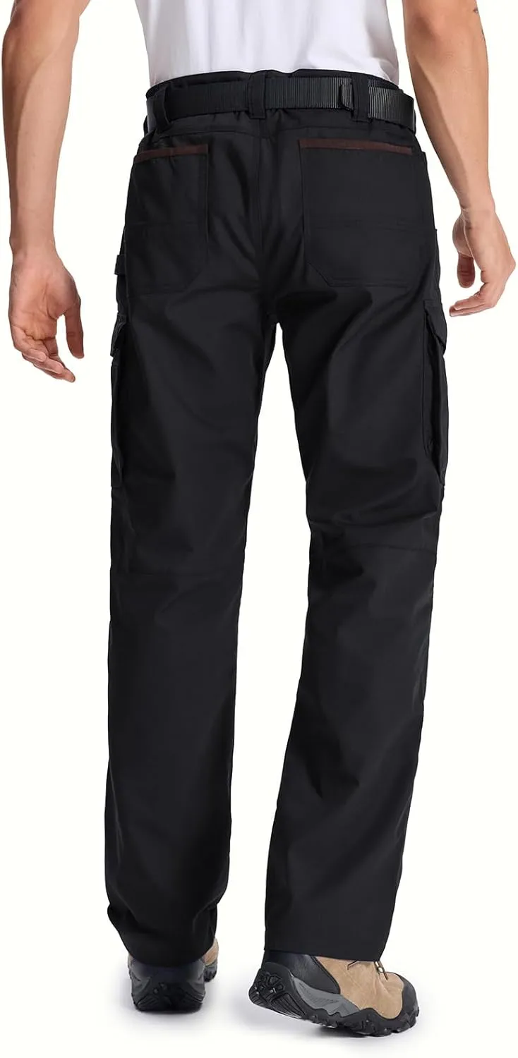 Mens Cargo Tactical Pants with 11 Pockets Work Hiking Water Resistant Lightweight Ripstop Military Pants