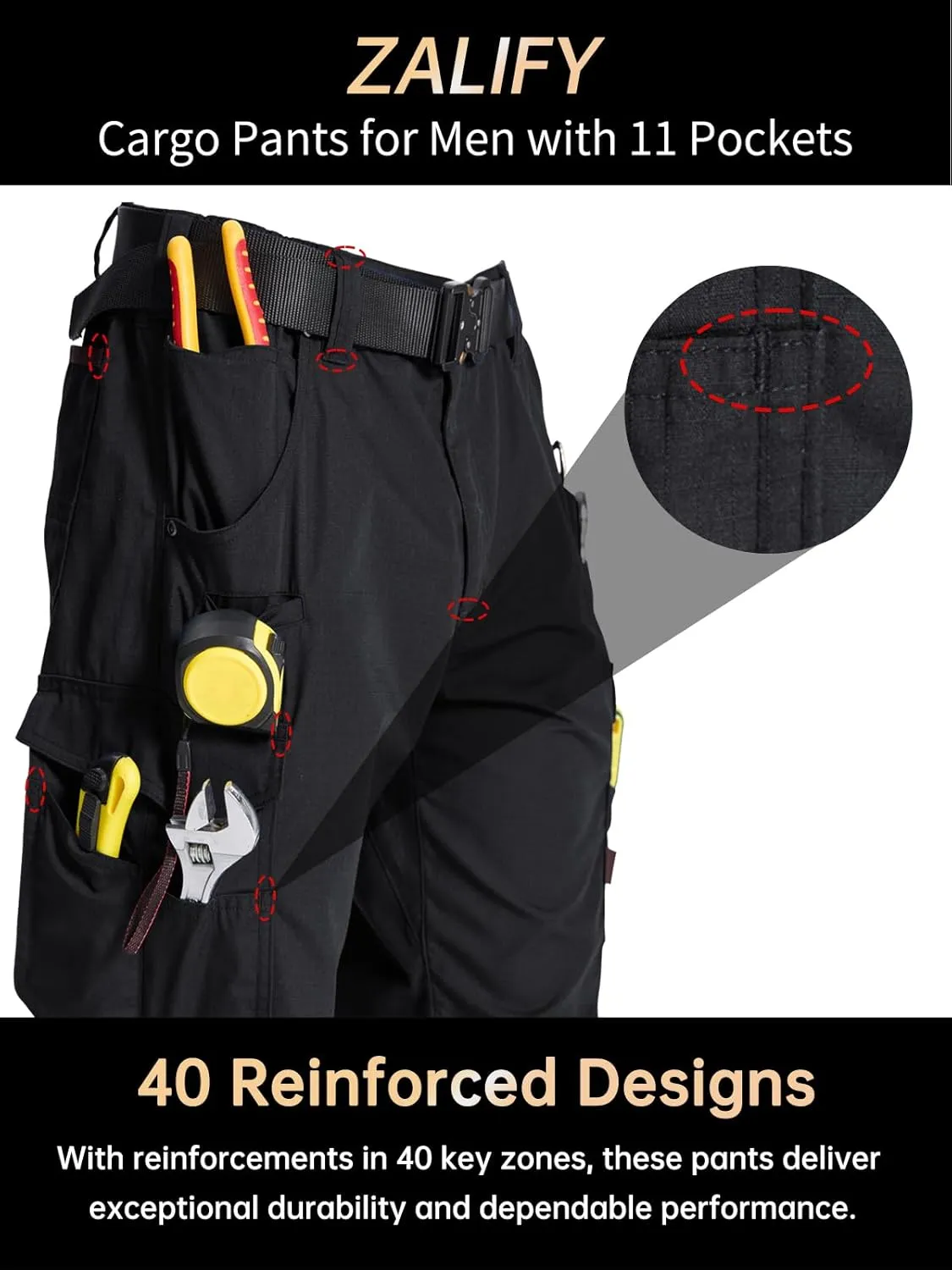 Mens Cargo Tactical Pants with 11 Pockets Work Hiking Water Resistant Lightweight Ripstop Military Pants