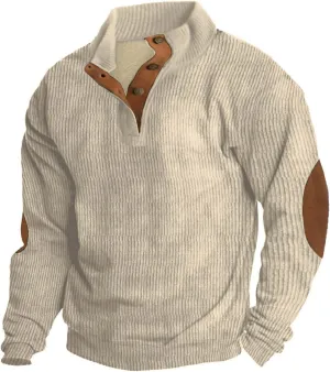 Men's Cashmere Long Sleeve Sweatshirt Warm Cuff Patch Long Sleeve Sweatshirt Top Men's Western Aztec Ethnic Print